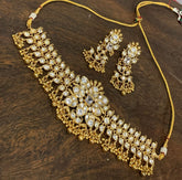 White Kundan Gold Beads Choker - KN00217